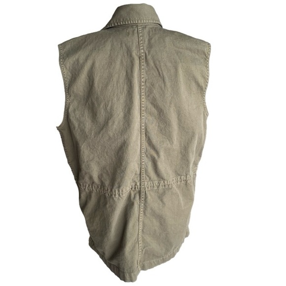 Madewell Olive Green Sleeveless Hidden Button Up Collared Utility Vest Jacket - Picture 3 of 9